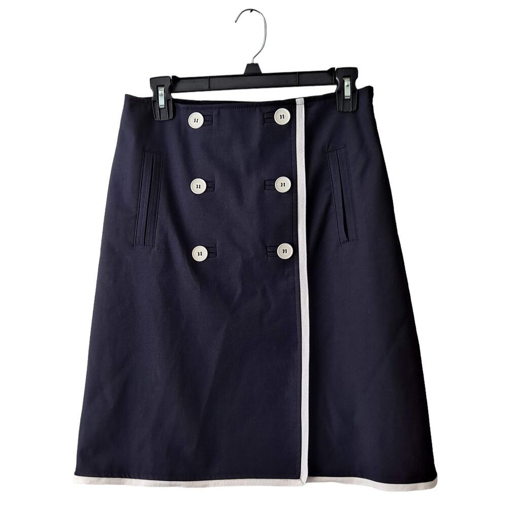 Talbots Women's Indigo Blue & White Double Weave Faux Wrap Skirts -Size 2 (NWOT)